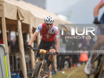 Dario Lillo of Switzerland competes in the UCI Mountain Bike World Championships Men Under 23 Race in Pal Arinsal, Andorra, on September 1,...