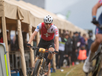 Dario Lillo of Switzerland competes in the UCI Mountain Bike World Championships Men Under 23 Race in Pal Arinsal, Andorra, on September 1,...