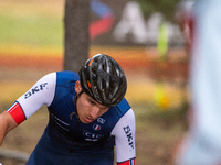 Mathis Guay of France competes in the UCI Mountain Bike World Championships Men Under 23 Race in Pal Arinsal, Andorra, on September 1, 2024....