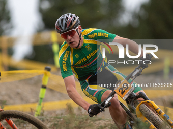 Michael Foster of South Africa competes in the UCI Mountain Bike World Championships Men Under 23 Race in Pal Arinsal, Andorra, on September...