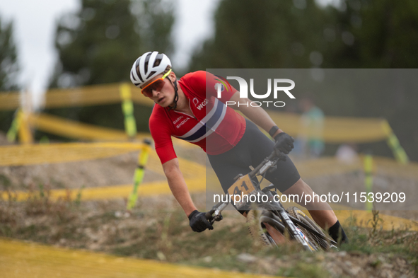 Martin Farstadvoll of Norway competes in the UCI Mountain Bike World Championships Men Under 23 Race in Pal Arinsal, Andorra, on September 1...