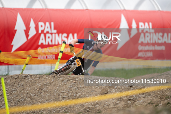 Brayden Johnson of the USA competes in the UCI Mountain Bike World Championships Men Under 23 Race in Pal Arinsal, Andorra, on September 1,...