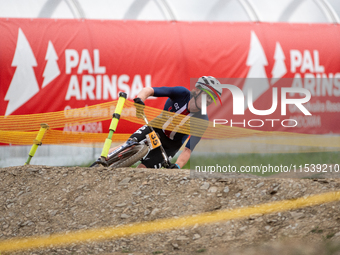 Brayden Johnson of the USA competes in the UCI Mountain Bike World Championships Men Under 23 Race in Pal Arinsal, Andorra, on September 1,...