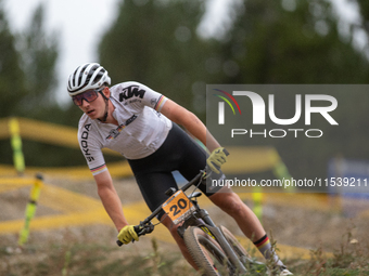 Paul Schehl of Germany competes in the UCI Mountain Bike World Championships Men Under 23 Race in Pal Arinsal, Andorra, on September 1, 2024...