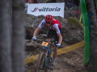 Finn Treudler of Switzerland competes in the UCI Mountain Bike World Championships Men Under 23 Race in Pal Arinsal, Andorra, on September 1...