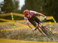 Finn Treudler of Switzerland competes in the UCI Mountain Bike World Championships Men Under 23 Race in Pal Arinsal, Andorra, on September 1...