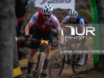 Dario Lillo of Switzerland competes in the UCI Mountain Bike World Championships Men Under 23 Race in Pal Arinsal, Andorra, on September 1,...