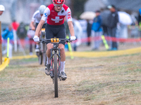 Luke Wiedmann of Switzerland participates in the UCI Mountain Bike World Championships Men Under 23 Race in Pal Arinsal, Andorra, on Septemb...