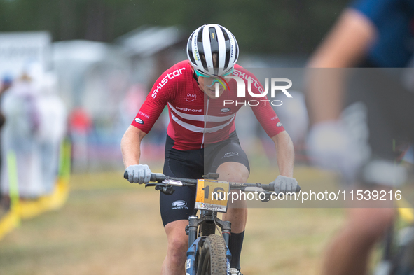 Tobias Lillelund of Denmark competes in the UCI Mountain Bike World Championships Men Under 23 Race in Pal Arinsal, Andorra, on September 1,...