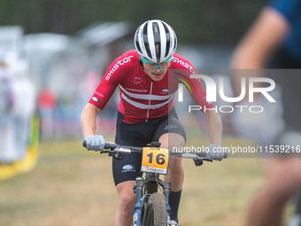 Tobias Lillelund of Denmark competes in the UCI Mountain Bike World Championships Men Under 23 Race in Pal Arinsal, Andorra, on September 1,...