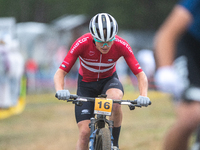 Tobias Lillelund of Denmark competes in the UCI Mountain Bike World Championships Men Under 23 Race in Pal Arinsal, Andorra, on September 1,...