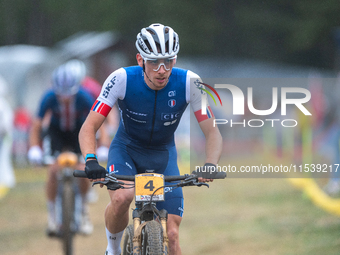 Luca Martin of France competes in the UCI Mountain Bike World Championships Men Under 23 Race in Pal Arinsal, Andorra, on September 1, 2024....