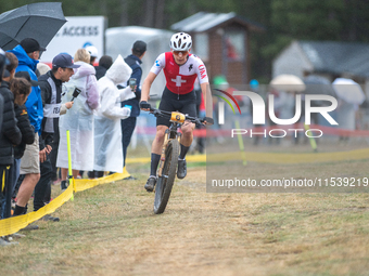 Dario Lillo of Switzerland competes in the UCI Mountain Bike World Championships Men Under 23 Race in Pal Arinsal, Andorra, on September 1,...