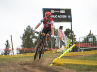 Luke Wiedmann of Switzerland participates in the UCI Mountain Bike World Championships Men Under 23 Race in Pal Arinsal, Andorra, on Septemb...