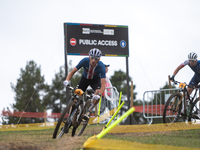 Riley Amos of the USA competes in the UCI Mountain Bike World Championships Men Under 23 Race in Pal Arinsal, Andorra, on September 1, 2024....