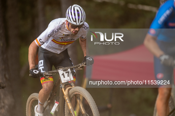 Jofre Cullell of Spain participates in the UCI Mountain Bike World Championships Men in Pal Arinsal, Andorra, on September 1, 2024. 