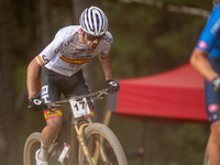 Jofre Cullell of Spain participates in the UCI Mountain Bike World Championships Men in Pal Arinsal, Andorra, on September 1, 2024. (