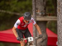 Filippo Colombo of Switzerland participates in the UCI Mountain Bike World Championships Men in Pal Arinsal, Andorra, on September 1, 2024....