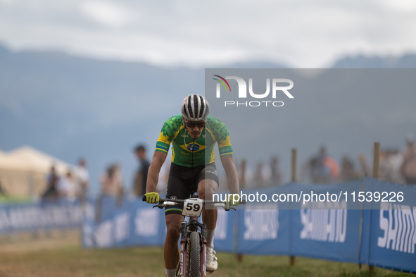 Gustavo Xavier of Brazil participates in the UCI Mountain Bike World Championships Men in Pal Arinsal, Andorra, on September 1, 2024. 