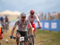 Julian Schelb of Germany participates in the UCI Mountain Bike World Championships Men in Pal Arinsal, Andorra, on September 1, 2024. (