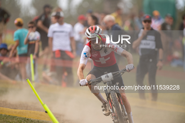 Mathias Fluckiger of Switzerland participates in the UCI Mountain Bike World Championships Men in Pal Arinsal, Andorra, on September 1, 2024...