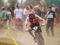 Mathias Fluckiger of Switzerland participates in the UCI Mountain Bike World Championships Men in Pal Arinsal, Andorra, on September 1, 2024...