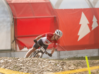 Tyler Orschel of Canada participates in the UCI Mountain Bike World Championships Men in Pal Arinsal, Andorra, on September 1, 2024. (