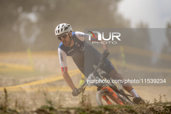 Antoine Philipp of France participates in the UCI Mountain Bike World Championships Men in Pal Arinsal, Andorra, on September 1, 2024. 