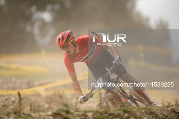 Knut Rohme of Norway participates in the UCI Mountain Bike World Championships Men in Pal Arinsal, Andorra, on September 1, 2024. 