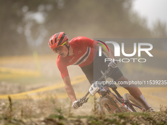 Knut Rohme of Norway participates in the UCI Mountain Bike World Championships Men in Pal Arinsal, Andorra, on September 1, 2024. (