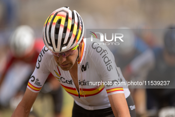 David Valero of Spain competes in the UCI Mountain Bike World Championships Men in Pal Arinsal, Andorra, on September 1, 2024. 