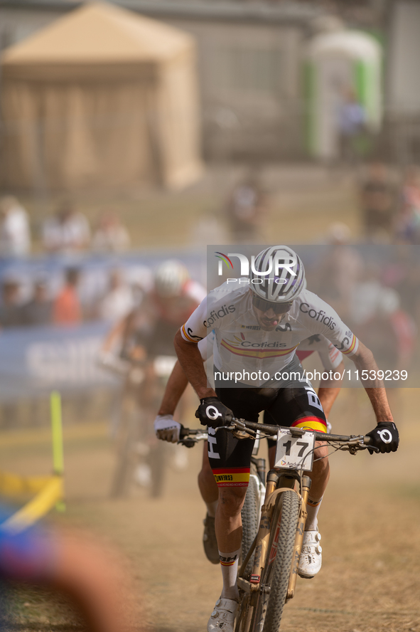 Jofre Cullell of Spain participates in the UCI Mountain Bike World Championships Men in Pal Arinsal, Andorra, on September 1, 2024. 