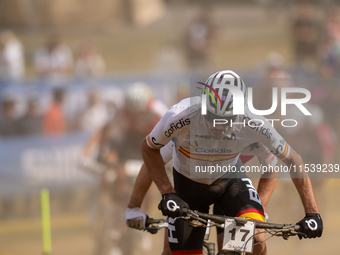 Jofre Cullell of Spain participates in the UCI Mountain Bike World Championships Men in Pal Arinsal, Andorra, on September 1, 2024. (