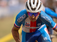 Ondrej Cink of the Czech Republic competes in the UCI Mountain Bike World Championships Men in Pal Arinsal, Andorra, on September 1, 2024. (