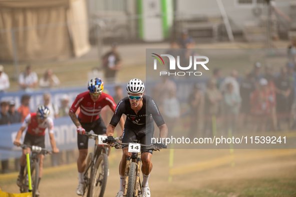 Samuel Gaze of New Zealand participates in the UCI Mountain Bike World Championships Men in Pal Arinsal, Andorra, on September 1, 2024. 