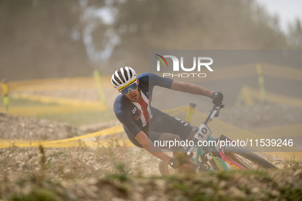 Christopher Blevins of the USA participates in the UCI Mountain Bike World Championships Men in Pal Arinsal, Andorra, on September 1, 2024. 