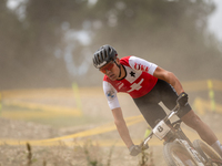 Filippo Colombo of Switzerland participates in the UCI Mountain Bike World Championships Men in Pal Arinsal, Andorra, on September 1, 2024....