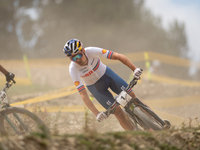 Thomas Pidcock of Great Britain participates in the UCI Mountain Bike World Championships Men in Pal Arinsal, Andorra, on September 1, 2024....