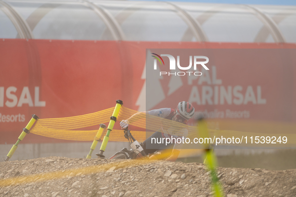 Mathias Fluckiger of Switzerland participates in the UCI Mountain Bike World Championships Men in Pal Arinsal, Andorra, on September 1, 2024...