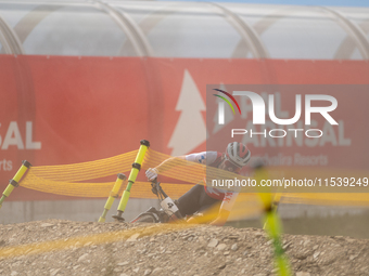 Mathias Fluckiger of Switzerland participates in the UCI Mountain Bike World Championships Men in Pal Arinsal, Andorra, on September 1, 2024...