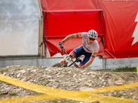 Charlie Aldridge of Great Britain participates in the UCI Mountain Bike World Championships Men in Pal Arinsal, Andorra, on September 1, 202...