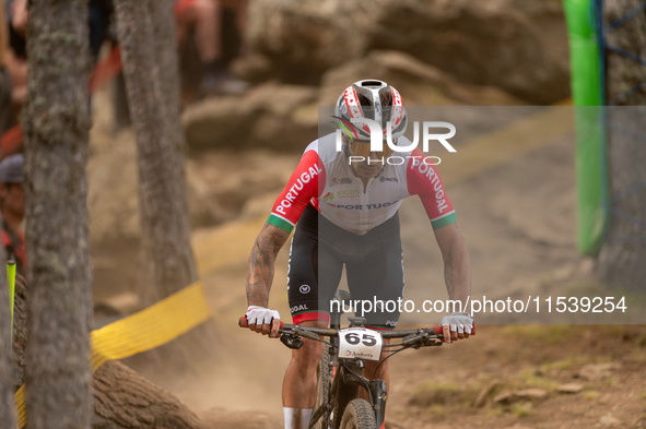 Ricardo Marinheiro of Portugal participates in the UCI Mountain Bike World Championships Men in Pal Arinsal, Andorra, on September 1, 2024. 