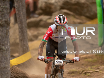 Ricardo Marinheiro of Portugal participates in the UCI Mountain Bike World Championships Men in Pal Arinsal, Andorra, on September 1, 2024....