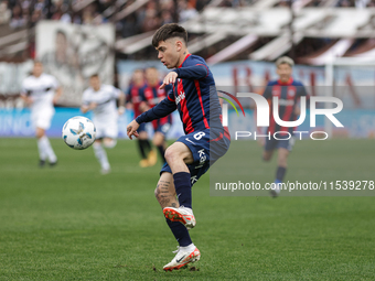 Matias Reali of San Lorenzo plays during the match between Platense and San Lorenzo as part of Liga Profesional 2024 at Estadio Ciudad de Vi...