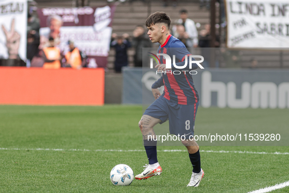 Matias Reali of San Lorenzo plays during the match between Platense and San Lorenzo as part of Liga Profesional 2024 at Estadio ''Ciudad de...