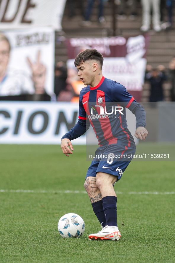 Matias Reali of San Lorenzo plays during the match between Platense and San Lorenzo as part of Liga Profesional 2024 at Estadio ''Ciudad de...