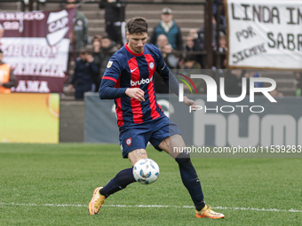 Gaston Campi of San Lorenzo is in action during the match between Platense and San Lorenzo as part of Liga Profesional 2024 at Estadio ''Ciu...