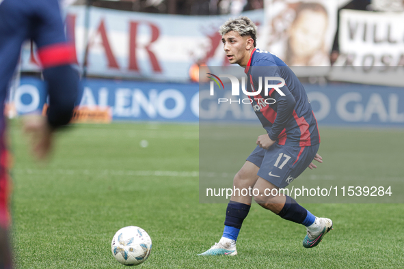 Elian Irala of San Lorenzo is in action during the match between Platense and San Lorenzo as part of Liga Profesional 2024 at Estadio ''Ciud...