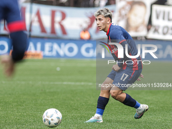 Elian Irala of San Lorenzo is in action during the match between Platense and San Lorenzo as part of Liga Profesional 2024 at Estadio ''Ciud...