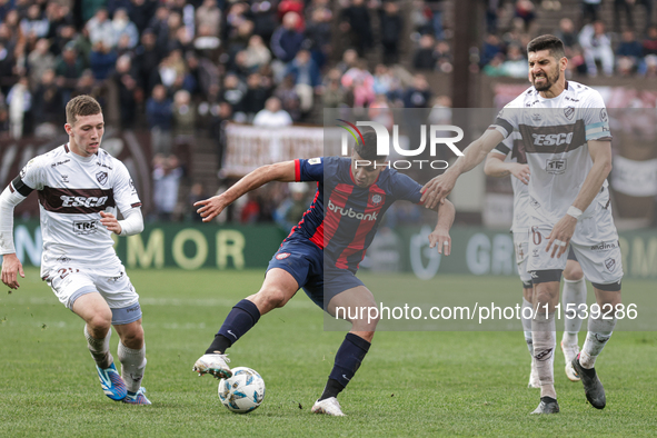 Alexis Cuello of San Lorenzo plays during the match between Platense and San Lorenzo as part of Liga Profesional 2024 at Estadio ''Ciudad de...